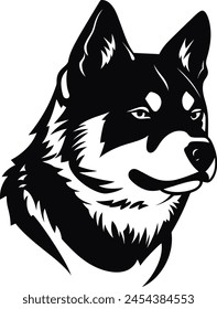 Akita inu silhouette in black color. Laser cutting eps10 vector template.