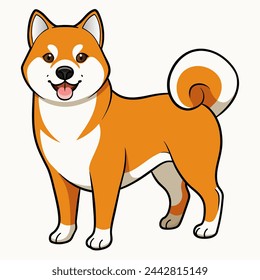 Ilustración vectorial de Akita Inu aislado sobre fondo blanco en estilo de dibujos animados