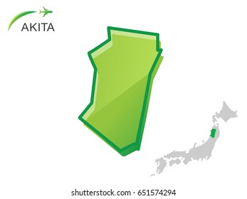 Akita Japan simple map icon. Vector Illustration Background.