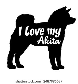 Akita I love my dog Dog silhouette dog breeds logo dog monogram vector