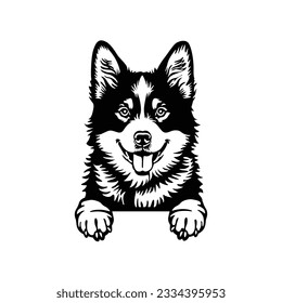 Akita Peeking Dog vector, Peeking Dog Cut File, Cricut Laser