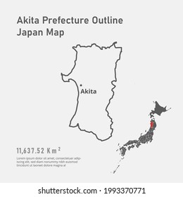 Akita Prefecture Outline Japan Map Stock Vector (Royalty Free