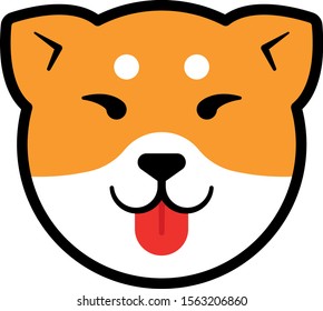 akita or shiba inu vector isolated smiling face icon white background