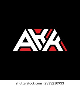 AKK triangle letter logo design with triangle shape. AKK triangle logo design monogram. AKK triangle vector logo template with red color. AKK triangular logo Simple, Elegant, and Luxurious design.
