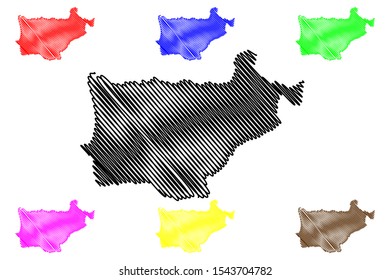 Akkar Governorate (Lebanese Republic, Governorates of Lebanon) map vector illustration, scribble sketch Akkar map