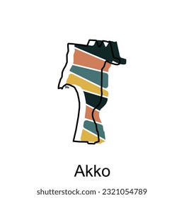 Akko map territory icon. Israel map vector icon for web design isolated on white background