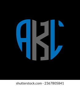 Diseño creativo del logo de la carta AKL. Diseño único AKL.
