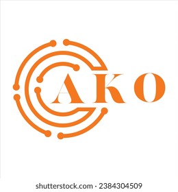 Diseño de letras AKO.AKO diseño de logotipo de tecnología de letras sobre fondo blanco.AKO Diseño de logotipo Monograma para emprendedores y empresas.