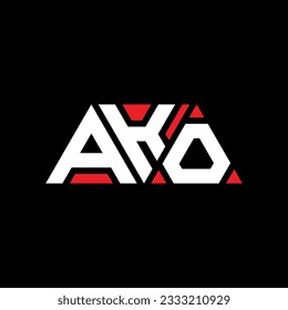 AKO triangle letter logo design with triangle shape. AKO triangle logo design monogram. AKO triangle vector logo template with red color. AKO triangular logo Simple, Elegant, and Luxurious design.