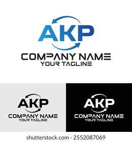 Logotipo da tipografia inicial da letra AKP. Importar e comercializar logotipo comercial