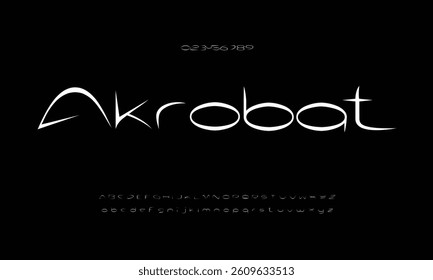 Akrobat vector font alphabet with numbers