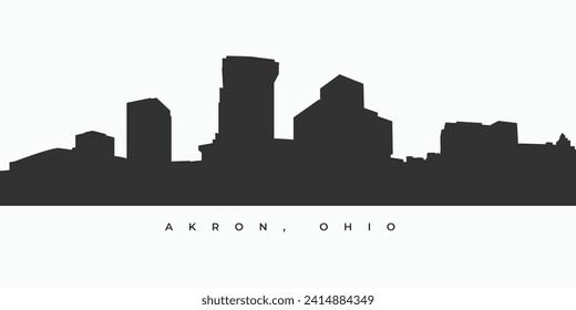 Akron city skyline silhouette illustration. Ohio skyscraper high building in vector