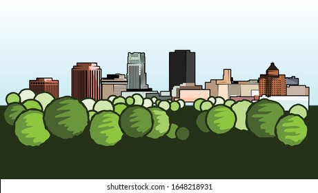 Akron, Ohio Skyline Vector Illustration