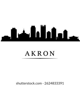 Akron Skyline Silhouette Ohio Cityscape Vector.