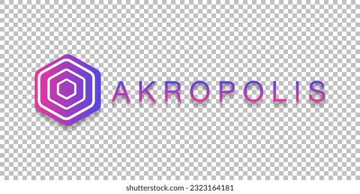 Akropolis (AKRO) cryptocurrency logo worldmark isolated on transparent png background vector