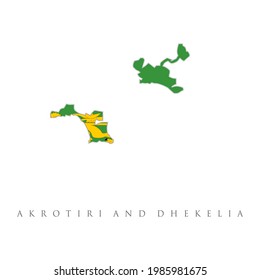 Akrotiri and Dhekelia flag map. Akrotiri and Dhekelia UK territory in Cyprus flag, United Kingdom, vector illustration.