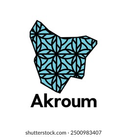 Akroum City of Lebanon map vector illustration, vector template with geometric style isolated on white background