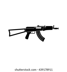 AKS-74U black simple icon. machine gun silhouette.