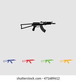 AKS-74U black simple icon. machine gun silhouette.