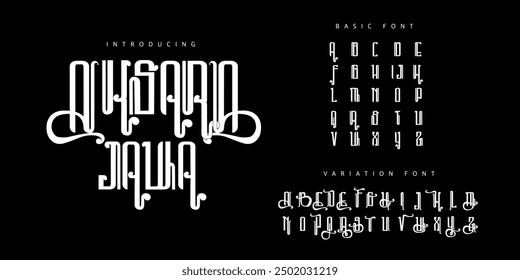 Aksara Jawa font traditional with Java Style tradisional kuno Javanese Font.Aksara Hanacaraka with modern Style bolt minimalis 