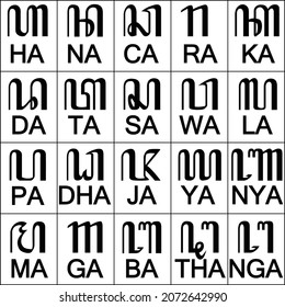 Aksara jawa hanacaraka, vector Javanese letter vector with solid style, Javanese script art from Indonesia  svg