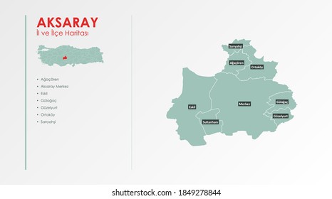 Mapa de vectores de ilustraciones de la ciudad y los distritos de Aksaray