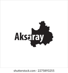 Aksaray map and black lettering design on white background