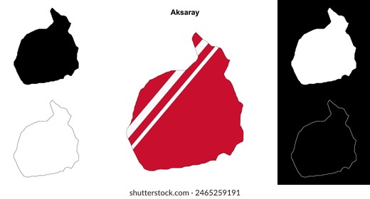 Aksaray province outline map set