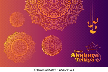 Akshaya Tritiya Festival Background Template Design with Beautiful Golden Floral Ornaments