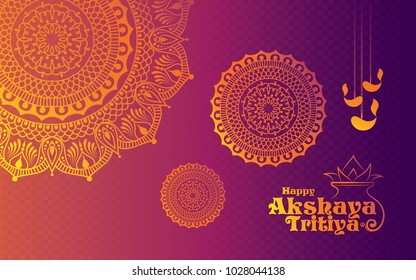 Akshaya Tritiya Festival Background Template Design with Beautiful Golden Floral Ornaments