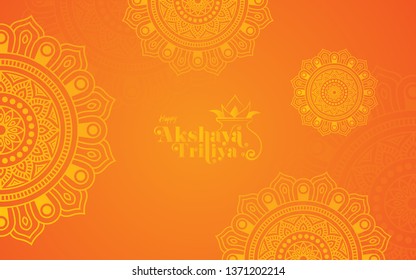 Akshaya Tritiya Festival Background Template Design with Beautiful Round Floral Ornaments-Round Floral Ornamental Background Design for Indian Festival Akshaya Tritiya