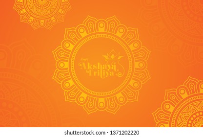 Akshaya Tritiya Festival Background Template Design with Beautiful Round Floral Ornaments-Round Floral Ornamental Background Design for Indian Festival Akshaya Tritiya