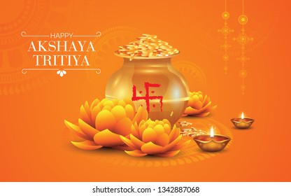 Akshaya Tritiya Festival Greeting Background Template Design Vector Illustration