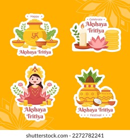 Akshaya Tritiya Festival Label Flat Cartoon Hand Drawn Templates Background Illustration