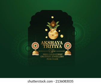 Akshaya Tritiya With A Golden Kalash Fill Up With Gold Coins, Gold Jewellery Abstract Background 
