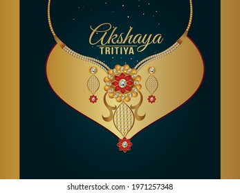Akshaya tritiya greeting card with gold jewellery necklace