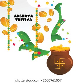 Akshaya tritiya indian holiday, vector cartoon illustration