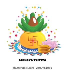Akshaya tritiya indian holiday, vector cartoon illustration