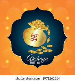 Akshaya tritiya indian jewellery sale promotion festival with gold coin pot