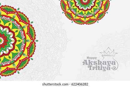 Akshaya Tritiya Template Design with Round Ornamental Floral Background