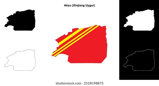 Aksu blank outline map set