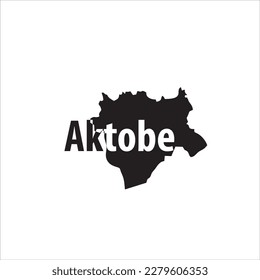 Aktobe map and black lettering design on white background
