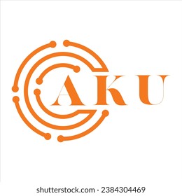 AKU letter design.AKU letter technology logo design on white background.AKU Monogram logo design for entrepreneur and business.