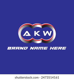 AKW letter logo vector unique attractive creative modern initial design white color on blue color background AKW letter logo icon design
