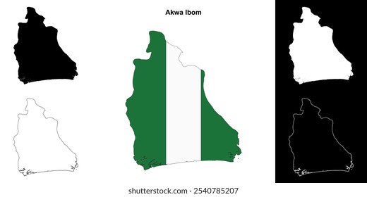 Conjunto de mapas de esquema del estado de Akwa Ibom