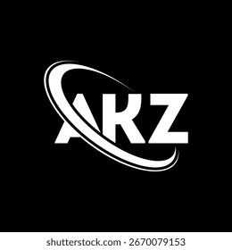 Logo de AKZ. Diseño de logo de la letra AKZ. Logotipo de AKZ con el círculo y el logotipo del monograma en mayúscula. Tipografía AKZ para tecnología, negocio y marca inmobiliaria.