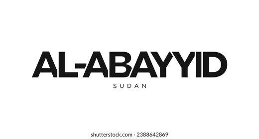 Al Abayyid in the Sudan emblem for print and web. Design features geometric style, vector illustration with bold typography in modern font. Graphic slogan lettering isolated on white background.