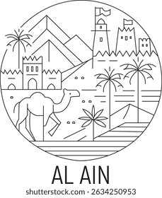 Al Ain City Line Draw Simple Minimalist