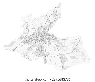 Al Ain map, administrative territory of the city. UAE detailed city plan. Vector ilustration with roads, parks.