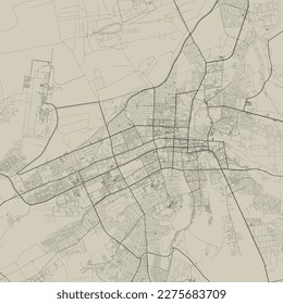 Al Ain vector map. Detailed map of Al Ain city administrative area. Cityscape panorama. Royalty free vector illustration. Outline map with highways, streets, rivers. Tourist decorative street map.